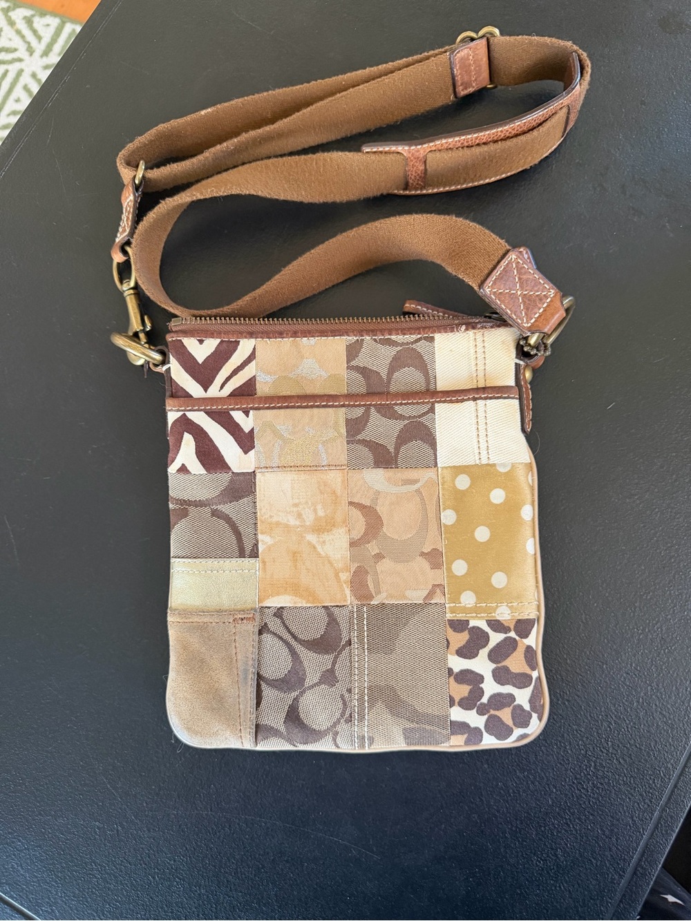 Vintage Patchwork Brown Crossbody Bag - Coach